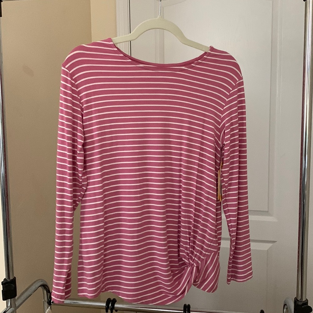 Pink And White Striped Shirt